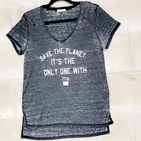 SAVE THE PLANET ITS THE ONLY ONE WITH COFFEE SHIRT - Picture 2 of 3